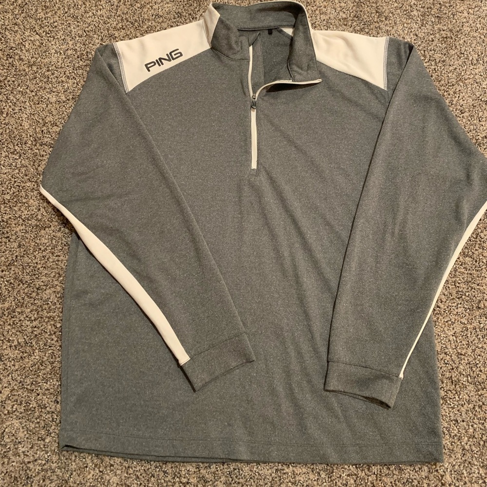 Mens Gray and White PING Golf Quarter Zip